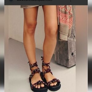 Free People Resort- Ready Wrap Sandals in RED/ROUGE NWOT Sz 9